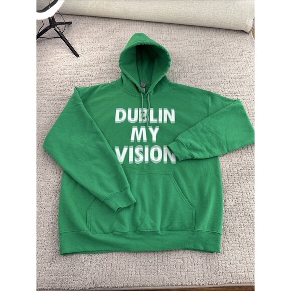 Other - “Dublin My Vision”Funny Drunk Irish Clover St Patricks Day Hooded Sweater. Large